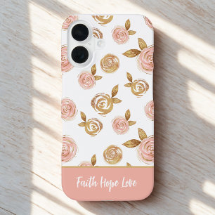 Motiverende quote roze bloemen telefoonhoesje iPhone 16 hoesje