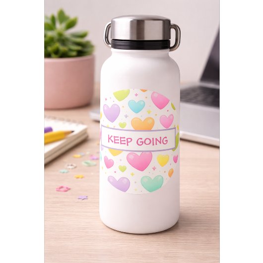 Motiverende Quote Sticker | Pastel Hartjes Ontwerp