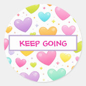 Motiverende Quote Sticker | Pastel Hartjes Ontwerp (Voorkant)