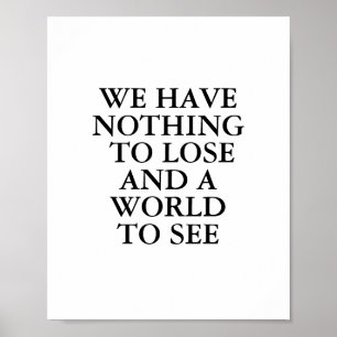 Motiverende Reisquote Minimaal Zwarte Borstel Poster