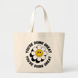 Motiverende Retro Smiley Boodschappentas - Positie Grote Tote Bag