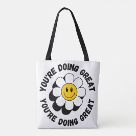 Motiverende Retro Smiley Boodschappentas - Positie Tote Bag