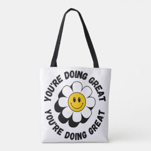 Motiverende Retro Smiley Boodschappentas - Positie Tote Bag