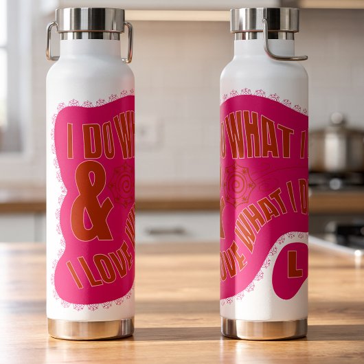 Motiverende Roze Retro Ster Stijl  Waterfles