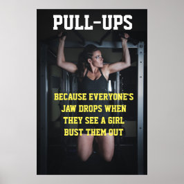 Motiverende sportschoolcitaat voor meisjes pull-up poster