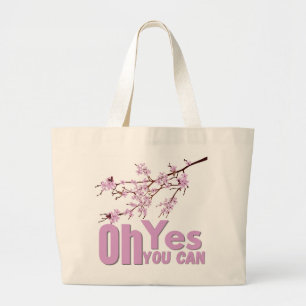 Motiverende Spreuktas - Illustratie van bloeiende Grote Tote Bag