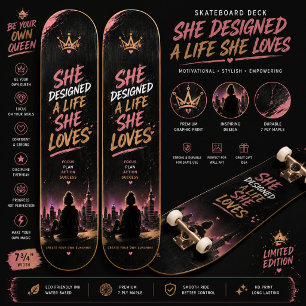 Motiverende Street Art Grafiek voor Vrouwen Persoonlijk Skateboard