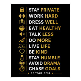 Motiverende succes citaten Zwarte Goud Typografie Perfect Poster