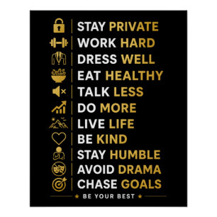 Motiverende succes citaten Zwarte Goud Typografie Perfect Poster