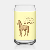 Motiverende tekst en paard blikvorm glas (Achterkant)