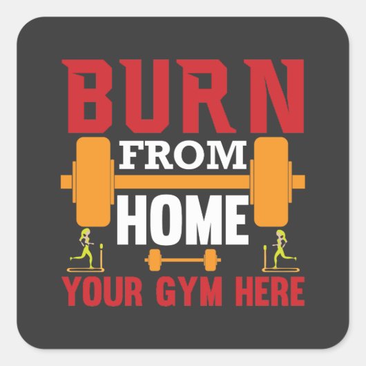 Motiverende Thuisgym Workout Vierkante Sticker (Voorkant)