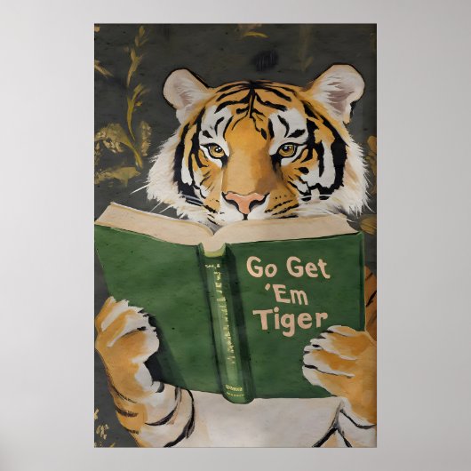 Motiverende Tijger Lezen Print Humoristische Boeke (Voorkant)