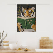 Motiverende Tijger Lezen Print Humoristische Boeke (Keuken)