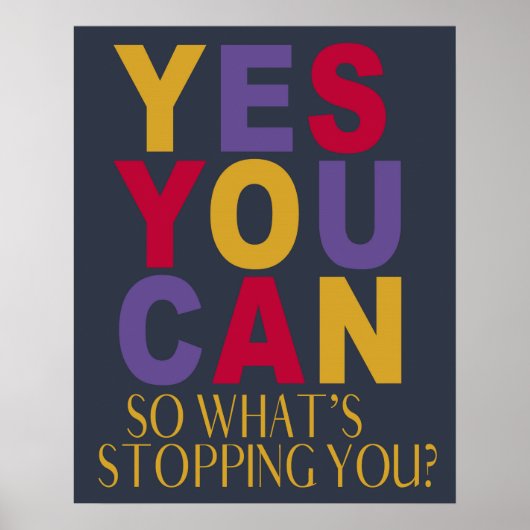Motiverende Trendy Kleuren Ja Dat Kun Je Poster (Voorkant)