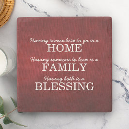 Motiverende typografie familie citaat stenen onderzetter