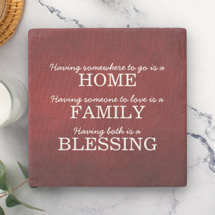 Motiverende typografie familie citaat stenen onderzetter
