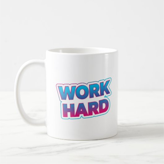 Motiverende typografie quote over hard werken koffiemok (Links)