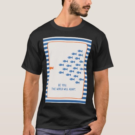 Motiverende Viskunst, Strepen Decor T-shirt (Voorkant)