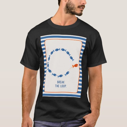 Motiverende Viskunst, Strepen Decor T-shirt (Voorkant)
