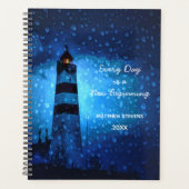 Motiverende vuurtoren stormachtige nacht blauw 202 planner (Voorkant)