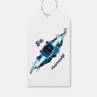 Motiverende "Wees Jezelf" Blauwe Bliksemschicht Vu Cadeaulabel