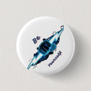 Motiverende "Wees Jezelf" Blauwe Bliksemschicht Vu Ronde Button 3,2 Cm