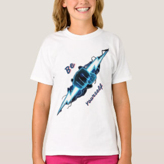 Motiverende "Wees Jezelf" Blauwe Bliksemschicht Vu T-shirt