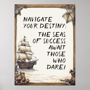 Motiverende woorden voor het piratenleven poster