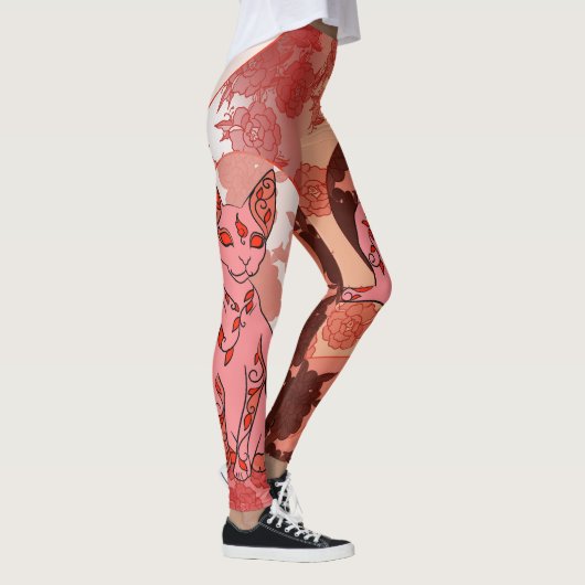 Motivering Chat Japonais & Chrysanthema Leggings (Rechts)