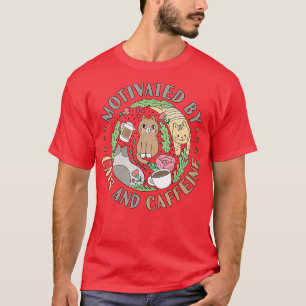 Motivering door katten en cafeïne t-shirt