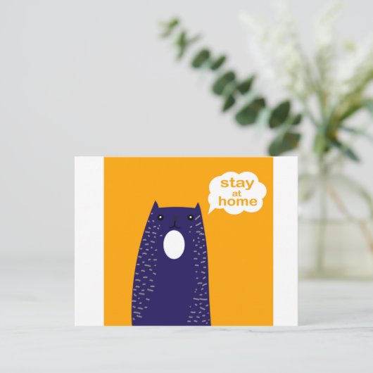 Motivering slogan Blijf thuis. Cartoon kat Briefkaart (Staand voorkant)