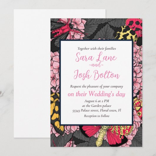 Motivering voor roze hydrangea kaart (Voorkant / Achterkant)