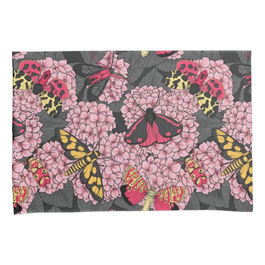 Motivering voor roze hydrangea kussensloop (Voorkant-Rechts)