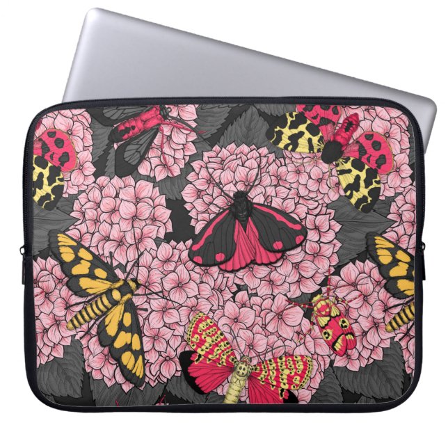 Motivering voor roze hydrangea laptop sleeve (Voorkant)