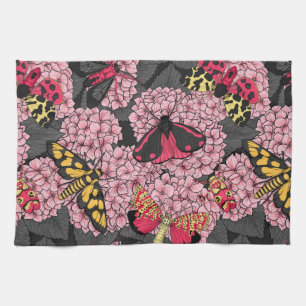 Motivering voor roze hydrangea theedoek