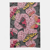 Motivering voor roze hydrangea theedoek (Verticaal)