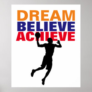 Motiviteitsdroom gelooft bereiken Basketball Poster