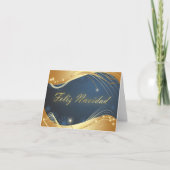 Motivo dorado de Navidad con fondo azul Feestdagen Kaart (Voorkant)