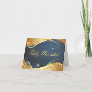 Motivo dorado de Navidad con fondo azul Feestdagen Kaart