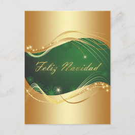 Motivo dorado de Navidad con fondo verde Briefkaart