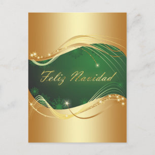 Motivo dorado de Navidad con fondo verde Briefkaart