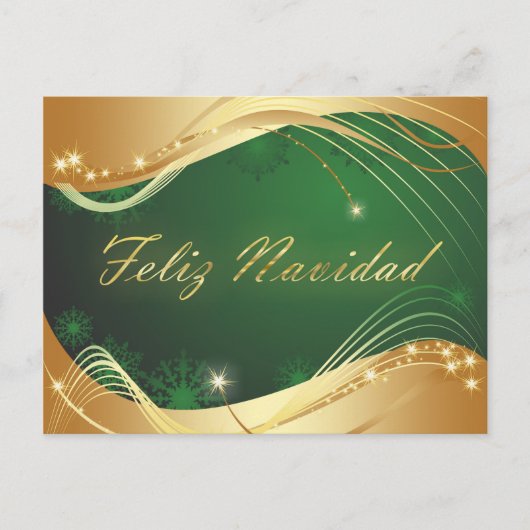 Motivo dorado de Navidad con fondo verde Briefkaart (Voorkant)