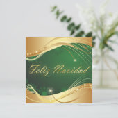 Motivo dorado de Navidad con fondo verde Feestdagenkaart (Staand voorkant)