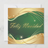 Motivo dorado de Navidad con fondo verde Feestdagenkaart (Voorkant)