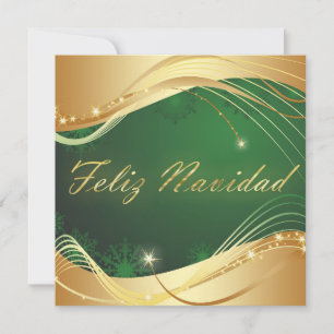 Motivo dorado de Navidad con fondo verde Feestdagenkaart