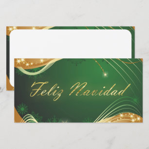 Motivo dorado de Navidad con fondo verde Feestdagenkaart