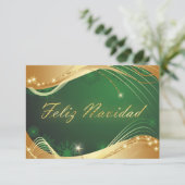 Motivo dorado de Navidad con fondo verde Kaart (Staand voorkant)