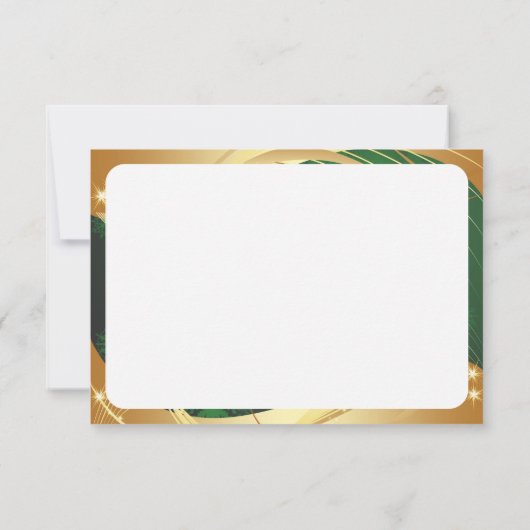 Motivo dorado de Navidad con fondo verde Kaart (Achterkant)
