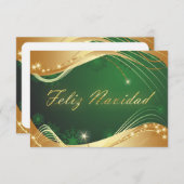 Motivo dorado de Navidad con fondo verde Kaart (Voorkant / Achterkant)