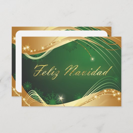 Motivo dorado de Navidad con fondo verde Kaart (Voorkant / Achterkant)